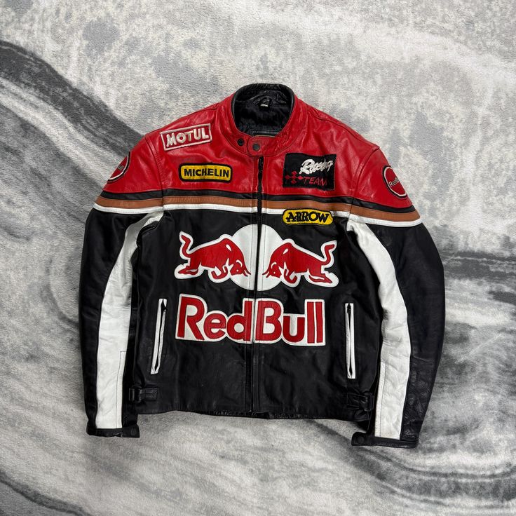 Eddie Brown REDBULL レザー レーシングジャケット RED BULL LEATHER RACING JACKET - LUFERS F1 EDITION