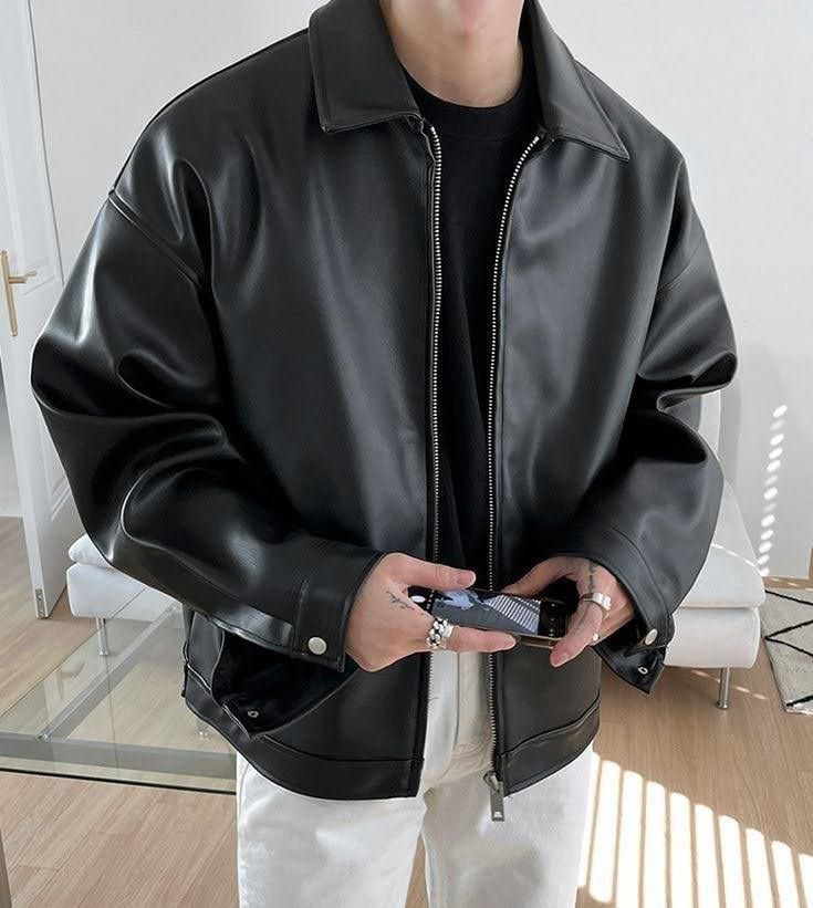 Classic Black Collar Leather Jacket – LUFERS