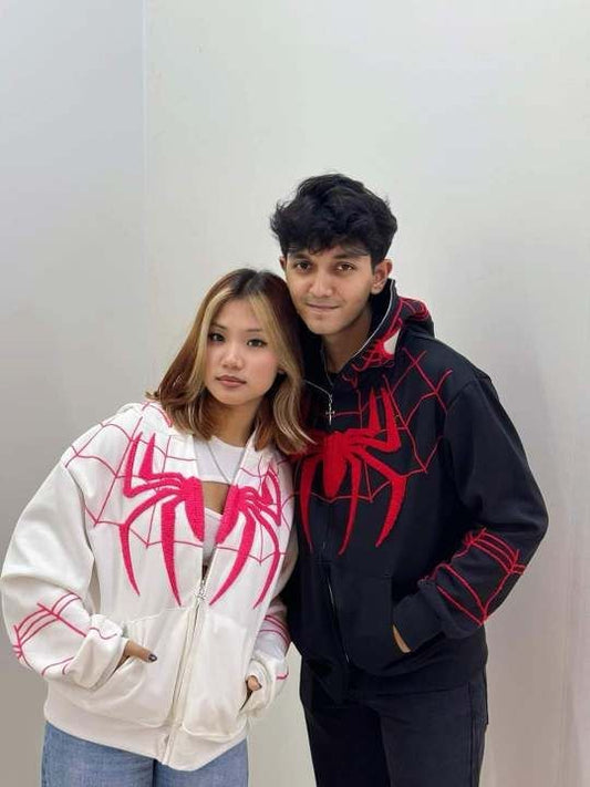 Couple Spiderman Zipper Hoodies Printed - LUFERS