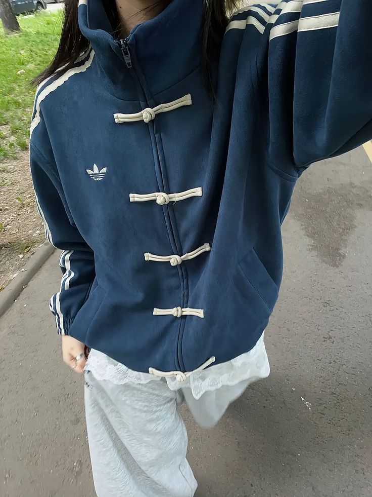 CNY-Inspired Premium Navy Blue Suede Streetwear Jacket - LUFERS