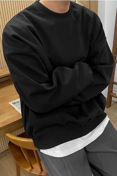 Plain Black Sweatshirt - LUFERS