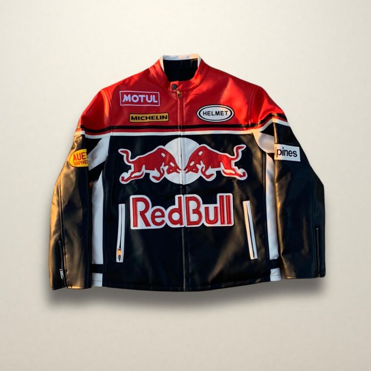 RED BULL LEATHER RACING JACKET - LUFERS F1 EDITION