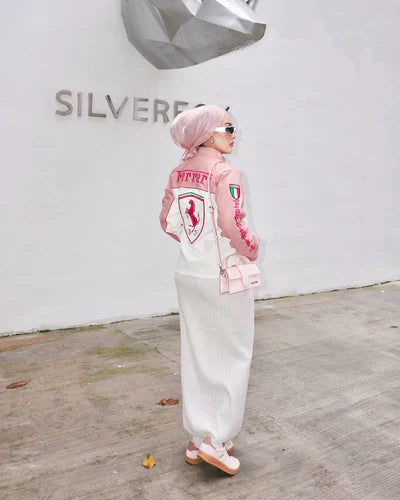 Pink Ferrari Leather Jacket – Luxe Motorsport Streetwear | LUFERS® Edition