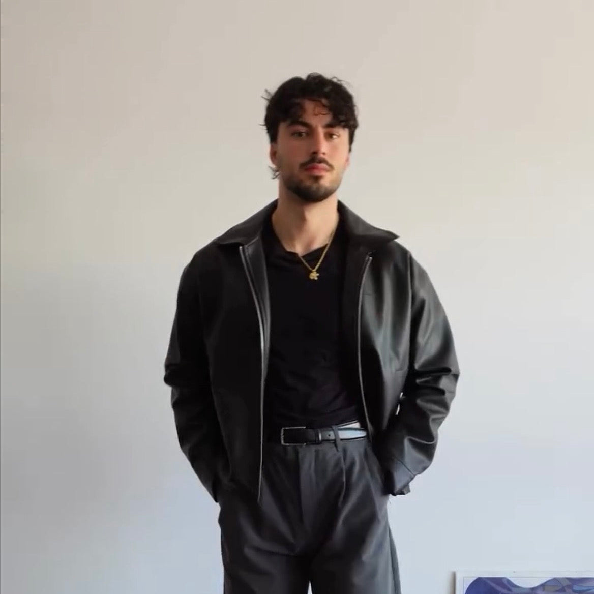 Classic Black Collar Leather Jacket – LUFERS