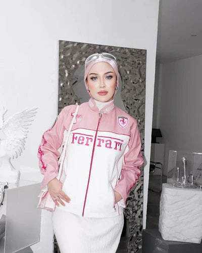 Pink Ferrari Leather Jacket – Luxe Motorsport Streetwear | LUFERS® Edition