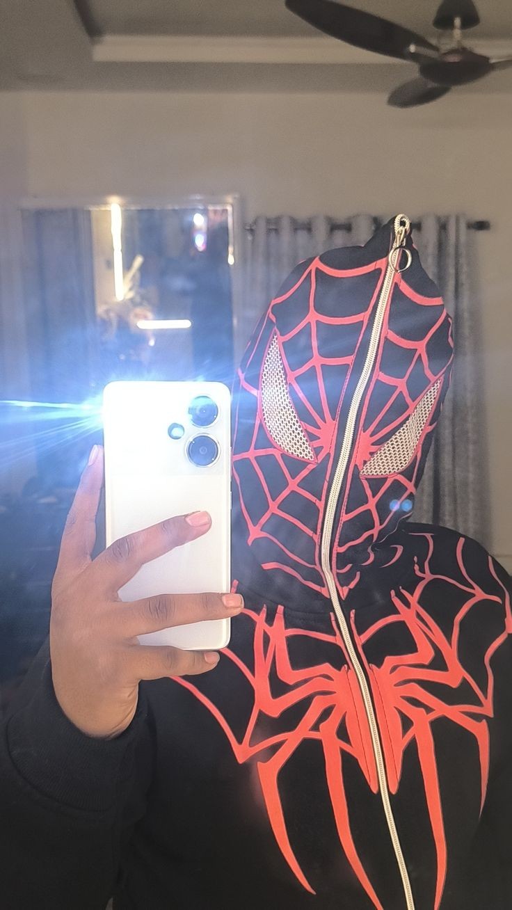 Black Spiderman Zipper Hoodie PRINTED - LUFERS
