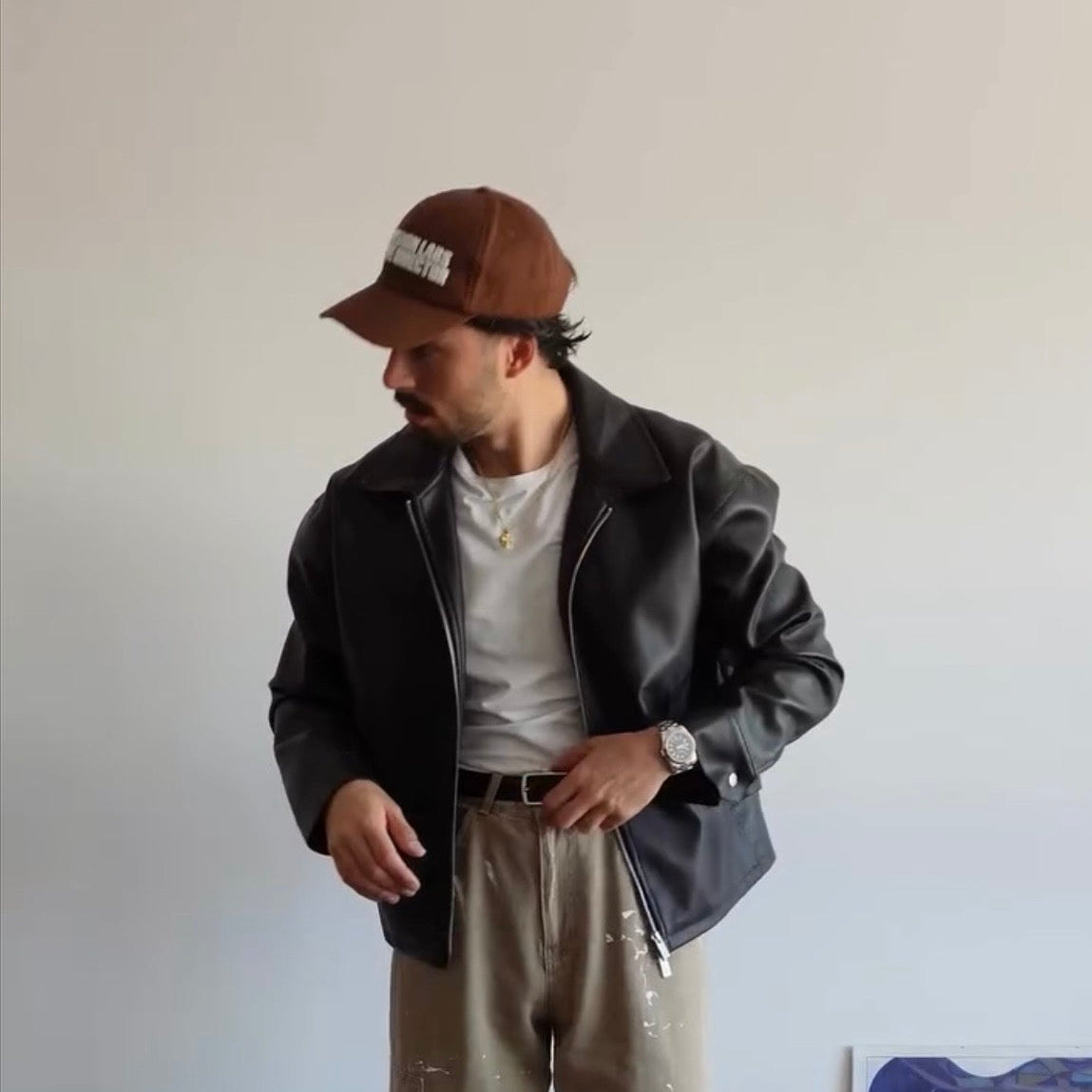 Classic Black Collar Leather Jacket – LUFERS