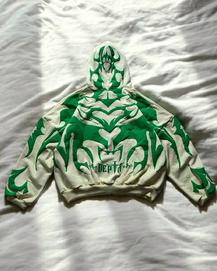 Tribal Shadow Depth Oversized Hoodie | LUFERS® Stylish Streetwear