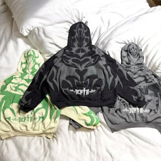 Tribal Shadow Depth Oversized Hoodie | LUFERS® Stylish Streetwear