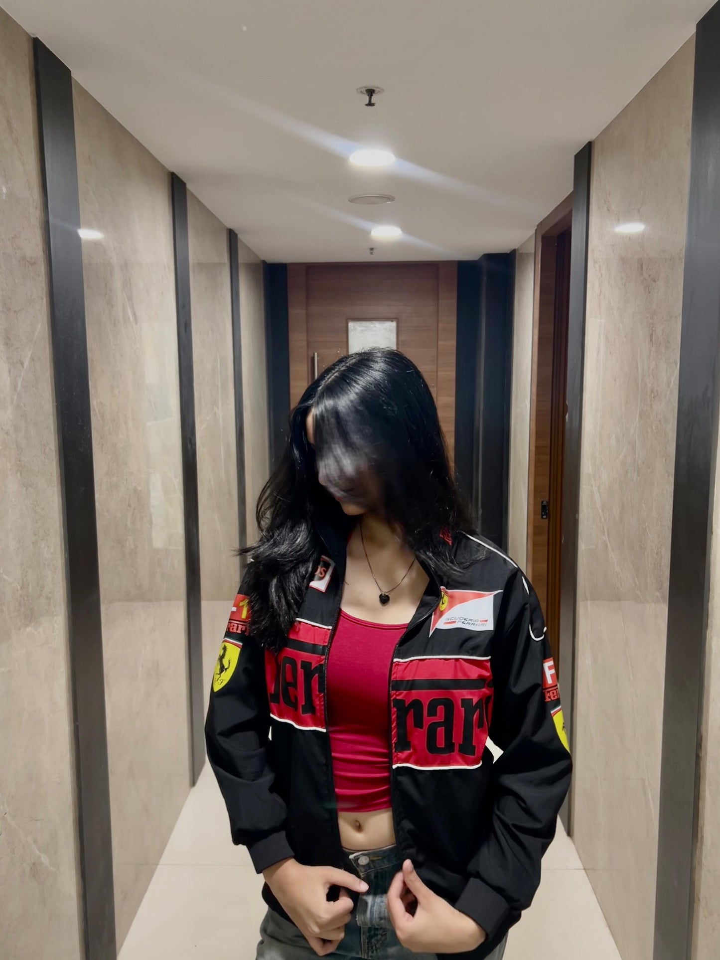 Black Ferrari F1 Vintage Jacket | Premium Unisex Motorsport Fashion | Ultra-Limited | LUFERS® F1 Edition