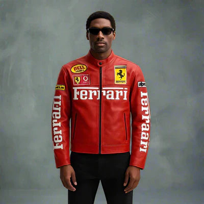 Red Ferrari Leather Jacket | LUFERS® F1 Edition