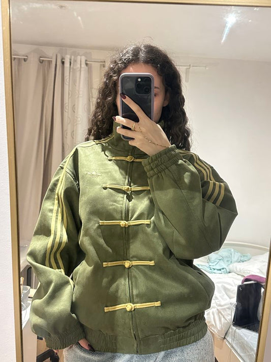 Unisex CNY Suede Jacket Olive Green | Chinese New Year Inspired Toggle Button Jacket | UNISEX - LUFERS