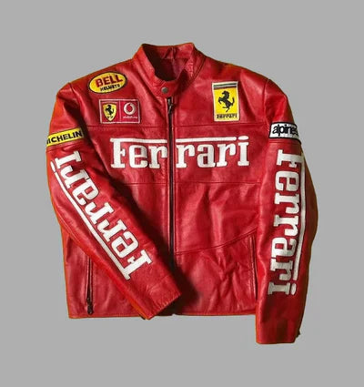 Red Ferrari Leather Jacket | LUFERS® F1 Edition