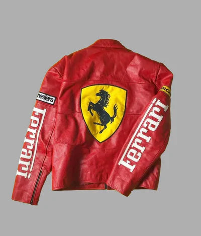 Red Ferrari Leather Jacket | LUFERS® F1 Edition