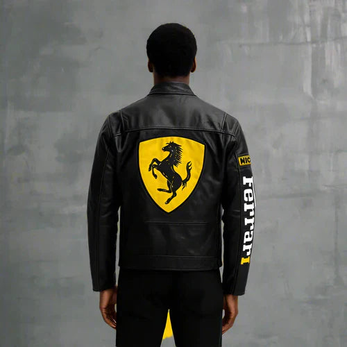 Black Ferrari Leather Jacket | LUFERS® Limited Drop