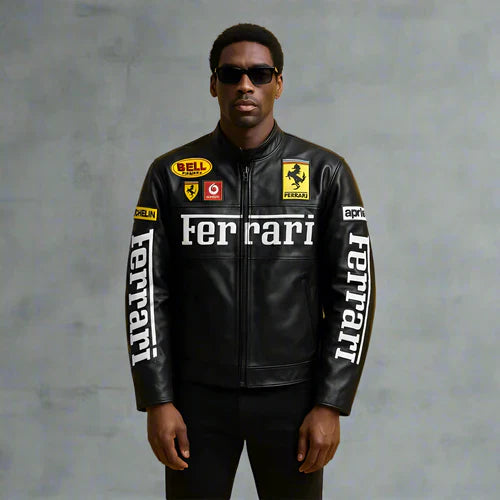 Black Ferrari Leather Jacket | LUFERS® Limited Drop