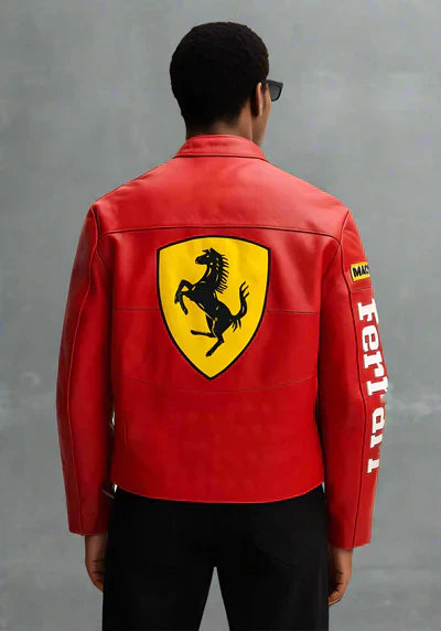 Red Ferrari Leather Jacket | LUFERS® F1 Edition