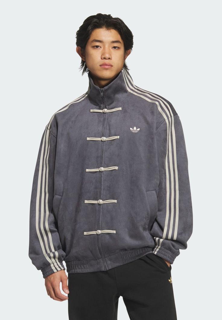 CNY-Inspired Premium Grey Suede Streetwear Jacket